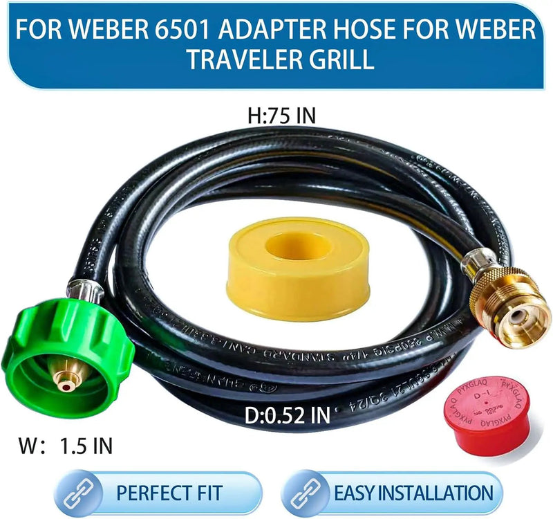 6 Feet for Weber Adapter Hose for Weber Travelev Grill, for Weber Traveler Grill Accessories for Weber Q 1000 for Weber Q Series, and for Weber Traveler Gas Go-Anywhere Grills Propane Adapter. by GreenHaven Gardens
