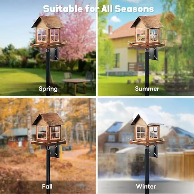 Bird Feeder Pole for Outdoors, 74.5 Inch Tall with 1-Inch Heavy Duty Steel Tube, 18 Inch Squirrel Baffle, 5-Prong Base, Adjustable Feeding Station for Bird feeders for Outdoors birdbath by GreenHaven Gardens