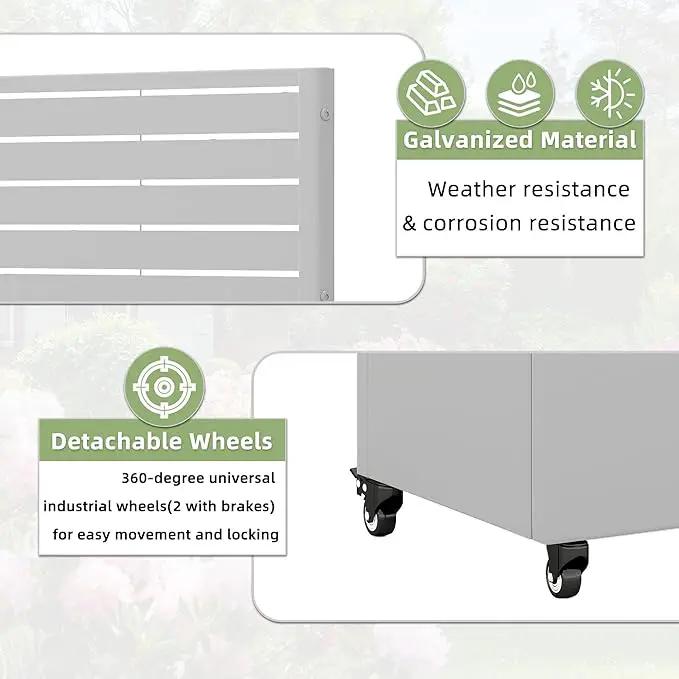 Casaphoria Metal Raised Garden Bed with Trellis and Wheels, 72"x47"x16" Planter Box for Climbing Plants, Vegetables & Vines, Features Drainage Holes and Privacy Screen (Grey-Louvered) by GreenHaven Gardens