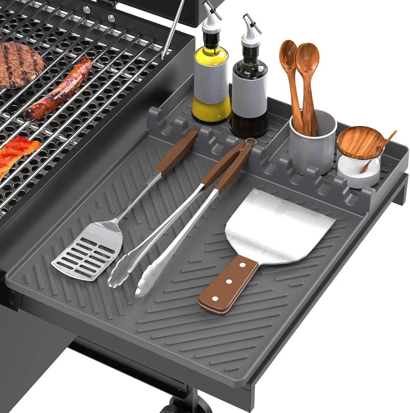 Silicone Grill Mat Compatible with Blackstone, Silicone Griddle Tools Mat with Drip Pad, Spatula Mat for Outdoor Grill Kitchen Counter (Grey) by GreenHaven Gardens