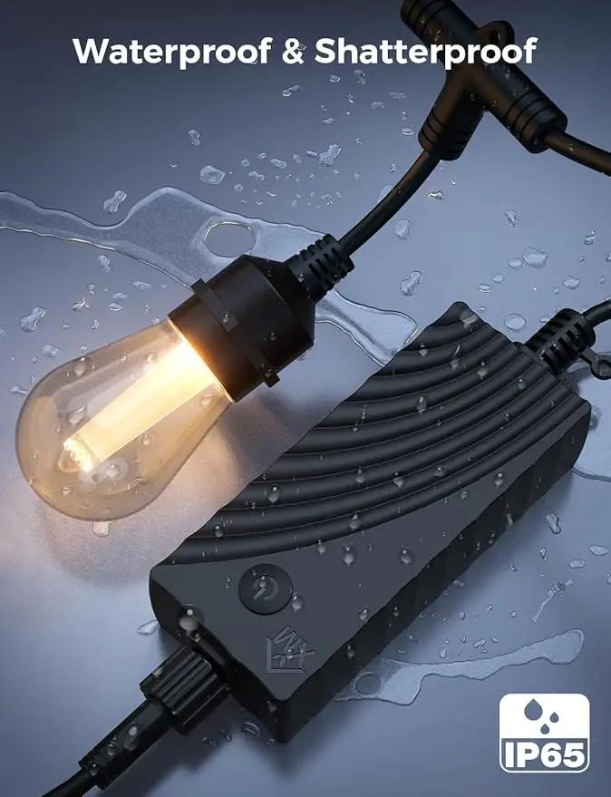 XMCOSY+ Outdoor String Lights Smart, 49Ft RGBCWIC Patio Lights Waterproof, App Control, Compatible with Alexa, Color Changing LED String Light for Outside Yard Garden Porch by GreenHaven Gardens