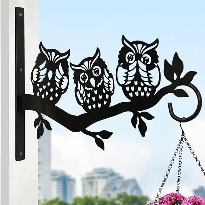 Plant Hangers Outdoor, Metal Hanging Plant Bracket, Plant Hooks for Hanging Baskets, Bird Feeders, Wind Chimes Indoor, Lantern, Flower Pot, Wall Mount Plant Holder with Screws (Owl) by GreenHaven Gardens