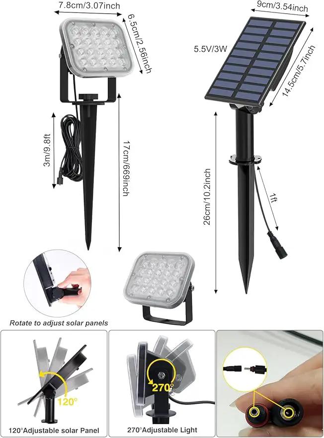 Solar Spot Lights Outdoor 2Pack 6000K Cool White Solar Landscape Spotlights IP65 Waterproof Auto On/Off Ground or Wall Mount for Garden Yard Walkway Porch Driveway Pool by GreenHaven Gardens