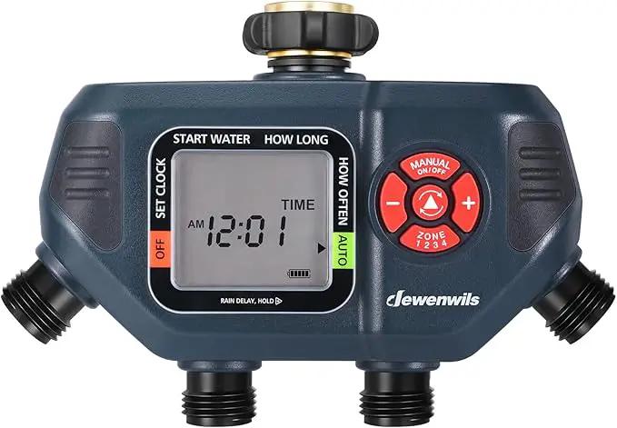 DEWENWILS Sprinkler Timer 4 Zone, Water Timer for Garden Hose with Rain Delay/Manual/AUTO Irrigation, Programmable Outdoor Faucet Hose Timer for Yard, Lawn by GreenHaven Gardens