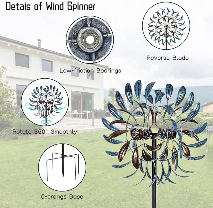 VEWOGARDEN Large Wind Spinners Outdoor, Metal Wind Sculptures & Spinners 360 Degrees Kinetic Wind Spinners for Yard and Garden 64 * 15.7 Inches by GreenHaven Gardens