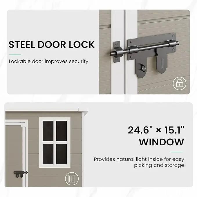 UDPATIO Outdoor Storage Shed 5x3 FT, Garden Plastic Sheds & Outdoor Resin Shed with Lockable Door for Backyard, Patio, Lawn, Light Grey by GreenHaven Gardens