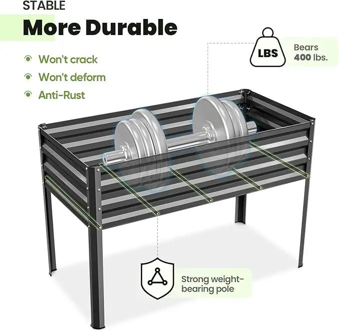 KING BIRD Large Raised Garden Bed with Cover & Netting Galvanized Elevated Planter Box with Legs 48×24×56 in for Backyard, Patio, Balcony, 400lb Capacity, Dark Grey by GreenHaven Gardens