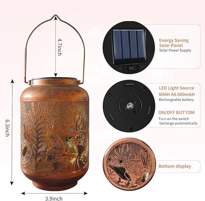 Frog Outdoor Solar Waterproof Light Retro Wrought Iron Hollow LED Light, Waterproof Garden Decorative Light, with Projection Function, Suitable for Balconies, Lawns, and Courtyard Landscapes. by GreenHaven Gardens