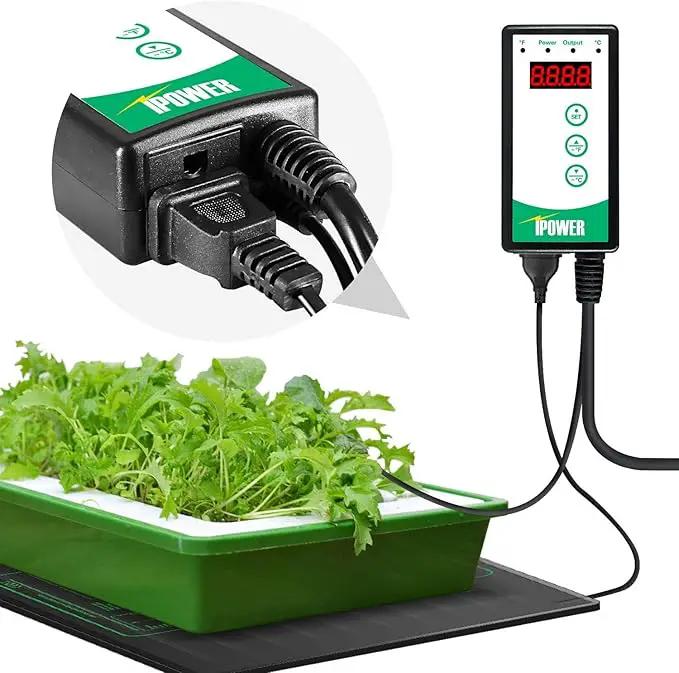 iPower Seedling Heat Mat Heating Pad 10"x20" with Digital Thermostat Combo Set, Waterproof for Indoor Seed Starting and Plant Germination by GreenHaven Gardens