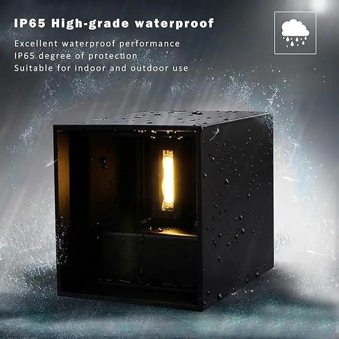 LANFU LED Aluminum Waterproof Outdoor Wall Sconce, 100-277V 3000K Outdoor Cube Square Wall Light Warm Light 2 LEDs Black 6W Outside Wall Lights for House Patio by GreenHaven Gardens