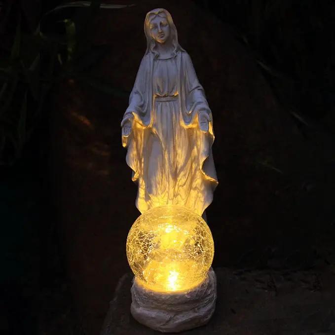 Solar Garden Decor Virgin Mary Figure with Lights,Blessed Mother Outdoor Statue for Home/Garden Decor, Gift for Women/Monther(11.22" H) by GreenHaven Gardens