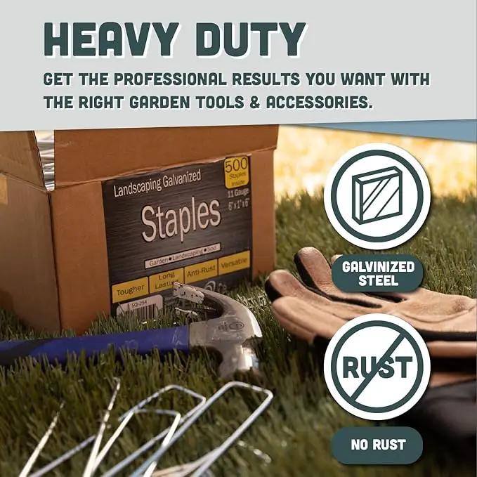 Squirrel Products U Shape Garden Stakes Metal, 6 Inch Landscaping Staples, 11 Gauge Stakes for Landscaping Fabric, 2.9mm 15x2.5x15cm – 100 Pack by GreenHaven Gardens