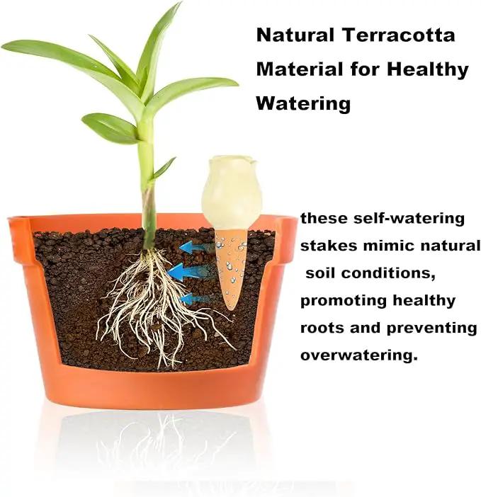 4-Pack Terracotta Self-Watering Spikes,Self Watering Planter Insert,Plant Watering Spikes,Plant Watering Globes,Automatic Slow Release Irrigation for Indoor and Outdoor Plants by GreenHaven Gardens