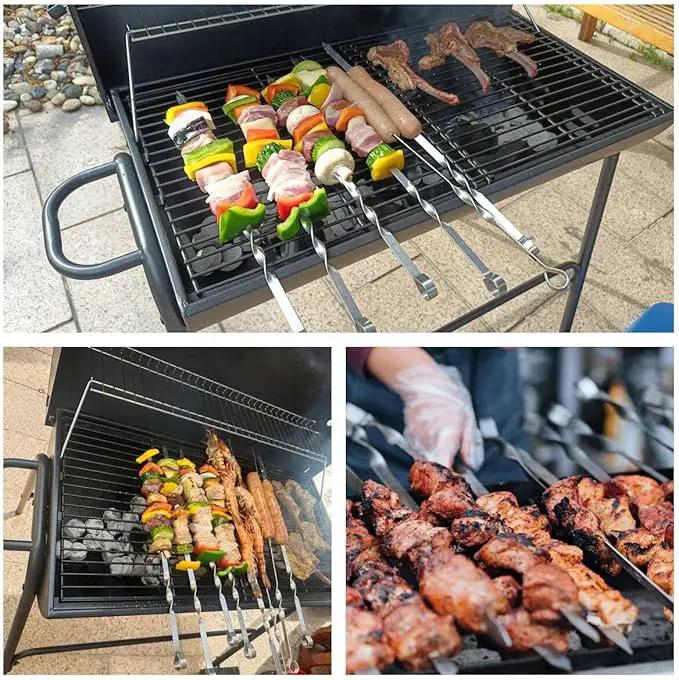 Large Metal Skewers For Grilling,Shish Kebab Skewer 23.6" Skewers For Kabobs Flat Barbecue Skewer Stainless Steel BBQ Grill Stick for Meat, Chicken, Shrimp, Fruit, Vegetables by GreenHaven Gardens