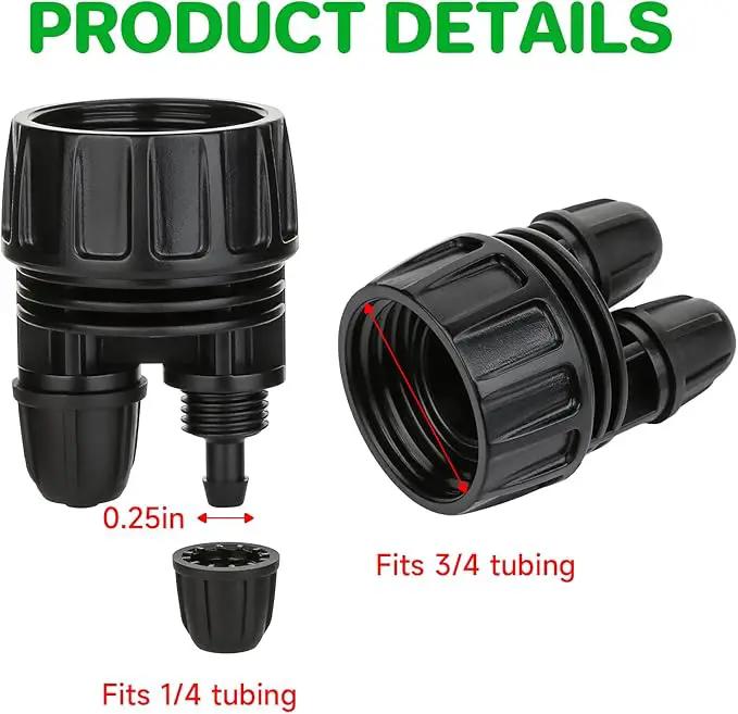 Drip Irrigation Hose Connectors,1/4 Inch Drip Irrigation Tubing x 3/4 FHT Swivel Lock Barbed Dual Hose Adapter, Convert 3/4" Garden Hose to 1/4" Drip Irrigation Parts-5 Pack by GreenHaven Gardens