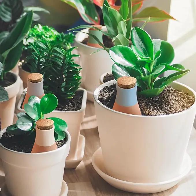 4PCS Terracotta Watering Spikes, Ollas Self Watering Globes, Slow Release Self Watering Planter Insert, Plant Watering Globes for Indoor and Outdoor Plants by GreenHaven Gardens