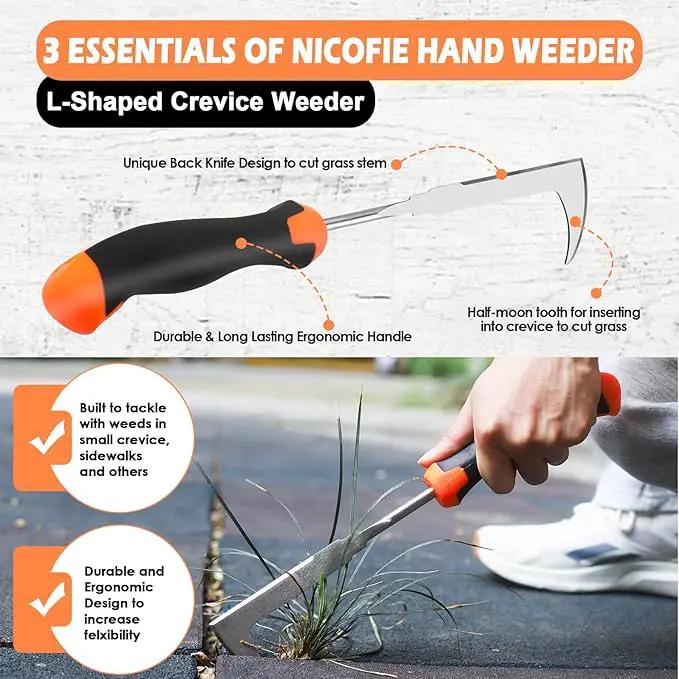 2025 Hand Weeder Tool, Rubber Handle Manual Weeder Puller Tool, Uprooting Weeding Tools, Crack Weeder Crevice, 4 Teeth Weeding Tool, Weeding Artifact Tool for Gardening(3 Pcs) by GreenHaven Gardens