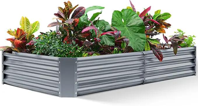 Land Guard 6×3×1ft Galvanized Raised Garden Bed Kit for Vegetables, Galvanized Large Metal Planter Raised Garden Boxes Outdoor(Modern Grey)… by GreenHaven Gardens