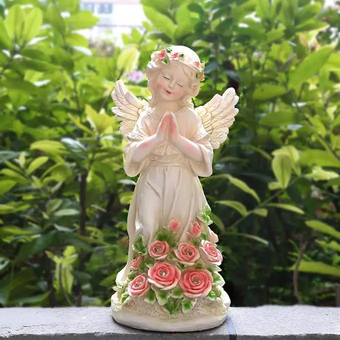 Garden Decor Angel Statue, Outdoor Patio Garden Sculptures & Statues, Solar Yard Decorations Lawn Ornaments Figurines for Outside by GreenHaven Gardens