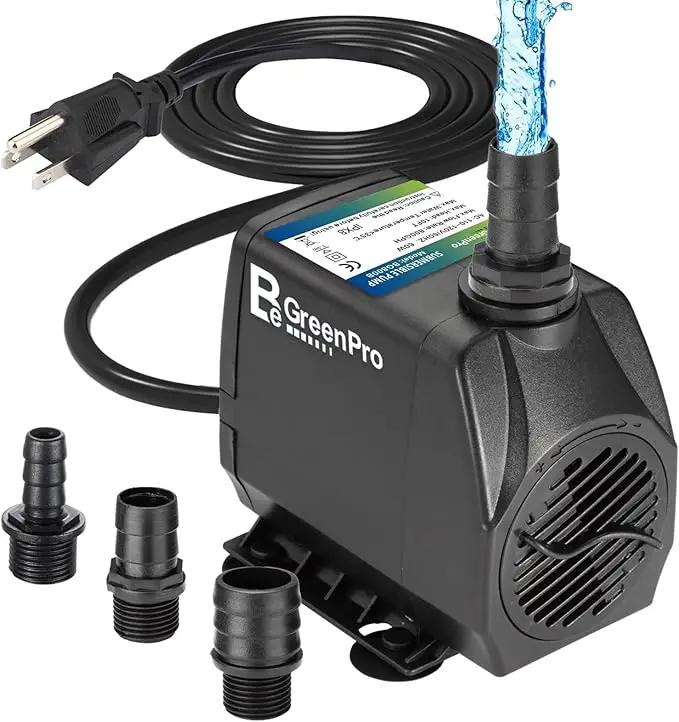 Submersible Water Pump, 800GPH 60W Ultra Quiet Fountain Pump (3000L/H), with 4 Nozzles 10ft High Lift for Aquarium, Fish Tank, Pond, Waterfall, Outdoor, Statuary, Hydroponics by GreenHaven Gardens