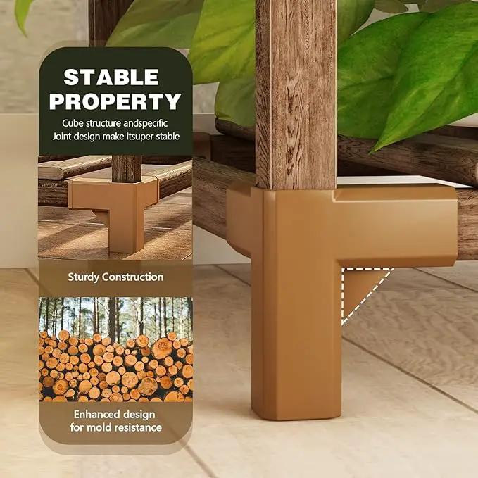 Bamworld Plant Stand Indoor Corner Plant Shelf Outdoor Flower Shelves Wooden Plant Stands Garden Wood Plant Holder Rack for Living Room Corner Lawn Window 03B by GreenHaven Gardens