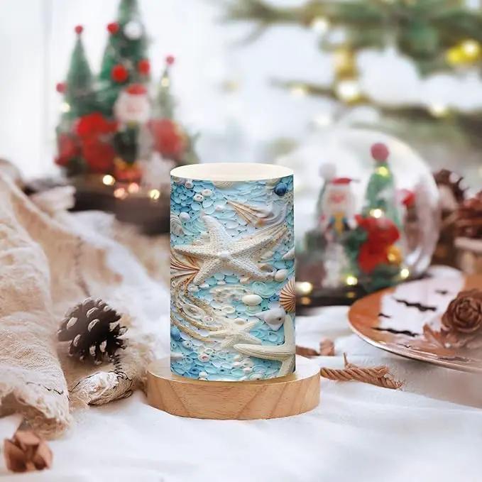 Flickering Flameless Candles, Starfish Seashell LED Candles with Remote Timer, Set of 2 Battery Operated Candle for Valentine Wedding Birthday by GreenHaven Gardens