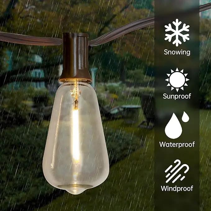 Vanthylit Outdoor String Lights, 15 FT Patio String Lights with LED Filament Bulb Waterproof Lights Retro Vintage Edison Bulbs for Backyard Patio Bistro Party Garden Connectable by GreenHaven Gardens