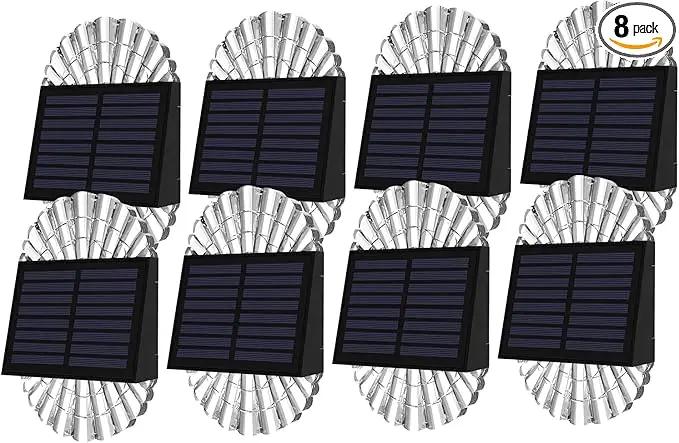 Solar Deck Post Outdoor Lights, 8 Pack Fence Solar Lights, Solar Fence Lights Outdoor Waterproof Led for Garden, Yard, Outdoor Patio Decor, Warm White, S-240 by GreenHaven Gardens