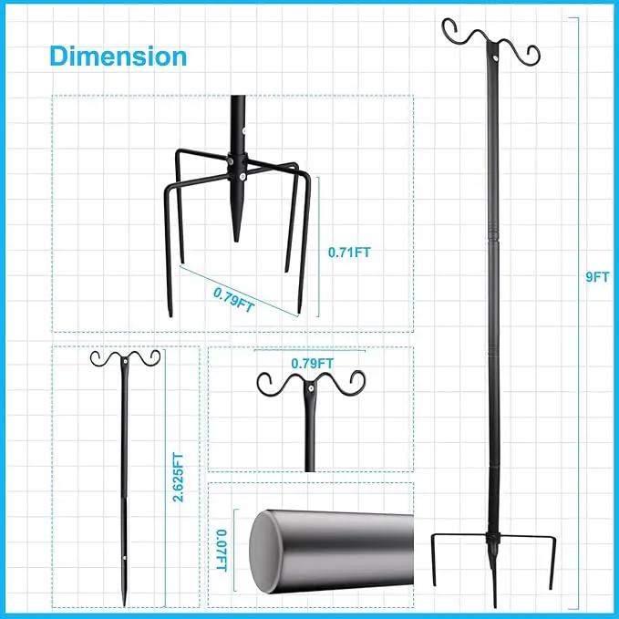 Outdoor String Light Poles, 9FT Metal Patio Light Poles Post for Outside with Fork for Outside Hanging Backyard Garden, Deck Lighting Stand for Parties, Wedding, Halloween Party Decor -2Pack by GreenHaven Gardens