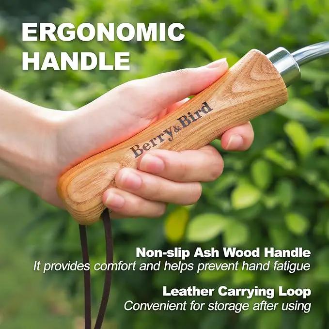 Berry&Bird Seeding Widger,Stainless Steel Seed Dibber Tool with Measuring Scale,Wooden Handle Garden Bulb Trowel for Seed Planting Tool Hand Shovel Planter Transplanter Dibber Soil Digginng by GreenHaven Gardens