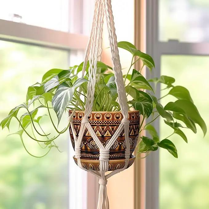 G EPGardening Ceramic Pot for Plants 5.5 Inch - Ceramic Plant Pot with Drainage Hole and Saucer, Boho Round Planter for Indoor Outdoor Plants, Plant Lover Gifts, Office Garden House Decor, Brown by GreenHaven Gardens