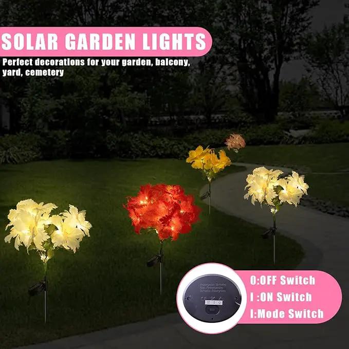 4 Pack Outdoor Solar Garden Decor Lights, Waterproof Solar Powered Hydrangea Lotus Flower Lights Bright Up to 12 Hrs,Led Flowers for Yard Patio Lawn Decorative (Solar Flowers Style 3) by GreenHaven Gardens