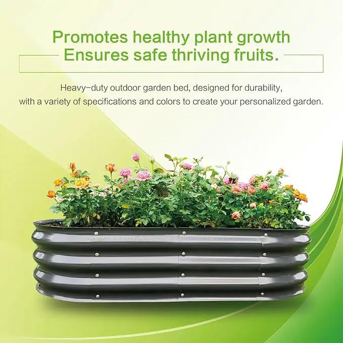 Gardmax Galvanized Raised Garden Bed, Lightweight Planter Boxes Outdoor with Easy Assembly, Large Garden Bed for Vegetables, Fruits, Flower Dark Grey by GreenHaven Gardens