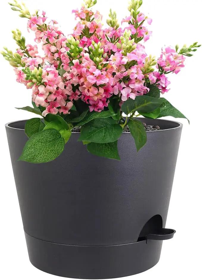 12 inch Large Self Watering Pots for Indoor Outdoor Plants, Flower Plant Pots with Mesh Drainage Holes for Garden House Plants, Plastic Planters with Reservoir for Home Decor, Black by GreenHaven Gardens