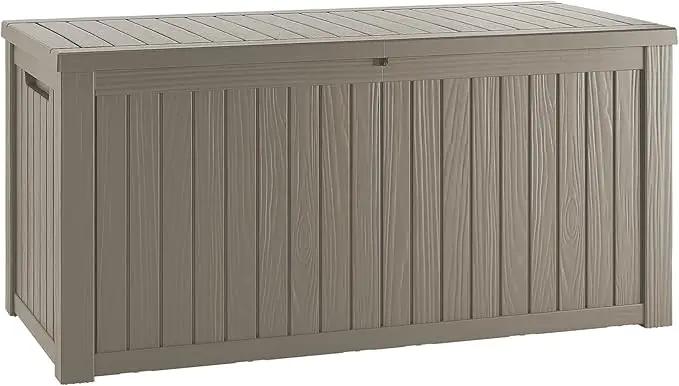 200 Gallon Lockable Resin Deck Box, Waterproof & UV-Resistant Outdoor Storage Box for Outdoor Cushion Storage, Garden Tools & Pool Accessories Storage, Gray by GreenHaven Gardens