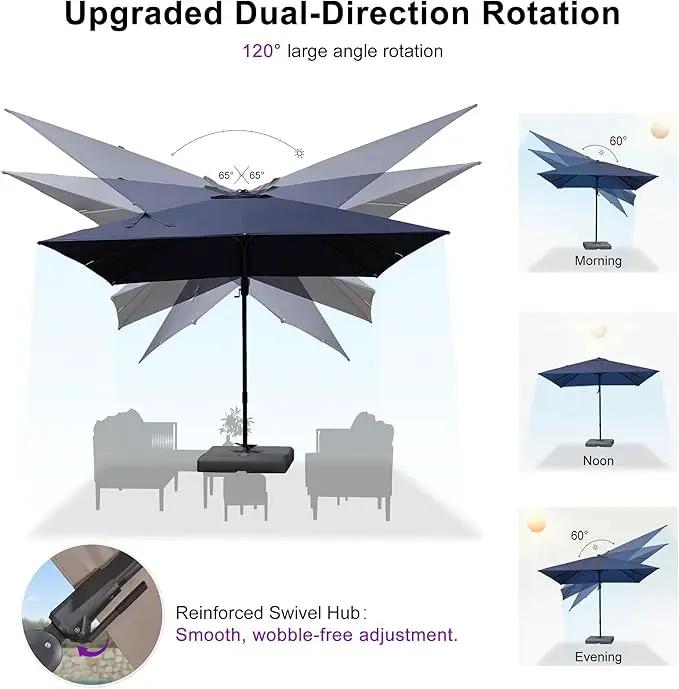 PURPLE LEAF 11.5' X 8' Left-right Tilting Outdoor Patio Umbrella Swivel Offset Cantilever Heavy Duty Rectangle Aluminum Umbrella with UV Resistant for Deck Pool Patio Backyard, Ocean Slate by GreenHaven Gardens