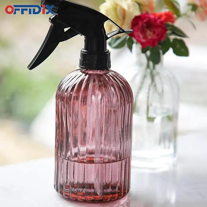 OFFIDIX Glass Spray Bottle, Pressure Watering Can, Indoor Plant Mister, Adjustable Nozzle, 0.4L/13.5oz Handheld Spray Bottle for Garden Plants Cleaning Solutions (Amaranth) by GreenHaven Gardens