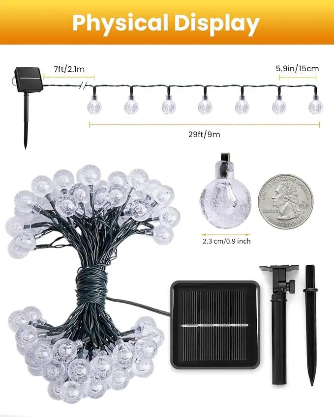 Brightown Solar String Lights Outdoor 60 Led 35.6 Feet 8 Lighting Modes Globe Waterproof Solar Powered Patio Lights for Garden Yard Porch Wedding Party Decor (Pure White) by GreenHaven Gardens
