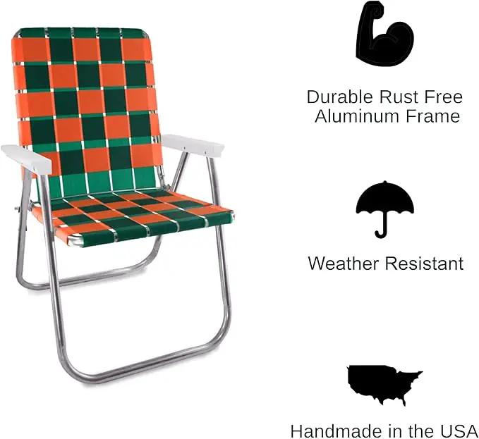 Lawn Chair USA Folding Aluminum Outdoor Patio Lawn Chair | Heavy-Duty Webbed Chairs for Camping, Sports, Beach, Yard & Tailgating | Lightweight Portable | Classic - Florida Theme by GreenHaven Gardens
