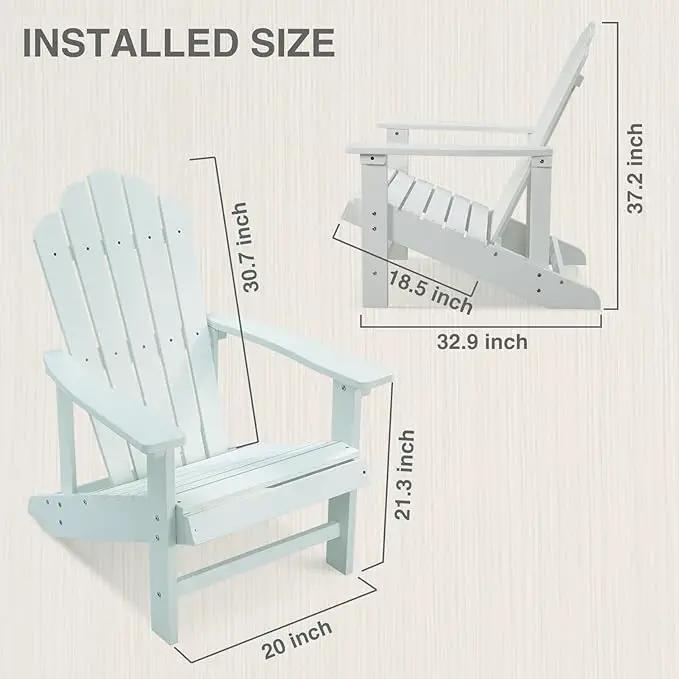 Psilvam Classic Adirondack Chair, Standard-Sized Poly Lumber Fire Pit Chair, 350Lbs Support Weather Resistant Patio Chairs for Garden, Party, Beach(White) by GreenHaven Gardens