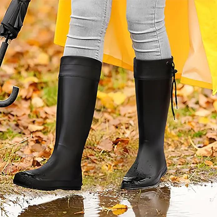 Asgard Packable Tall Rain Boots for Women Waterproof Rubber Garden Boots Ultra Lightweight Flat Mud Boots- NOT FOR WIDE CALF by GreenHaven Gardens