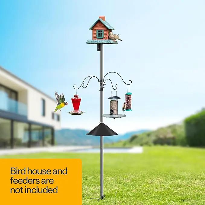 VIVOHOME 106 Inch Bird Feeder Pole, Heavy Duty Adjustable Bird House Stand Pole for Outdoor, Bird House Pole Mount Kit with 5 Prong by GreenHaven Gardens