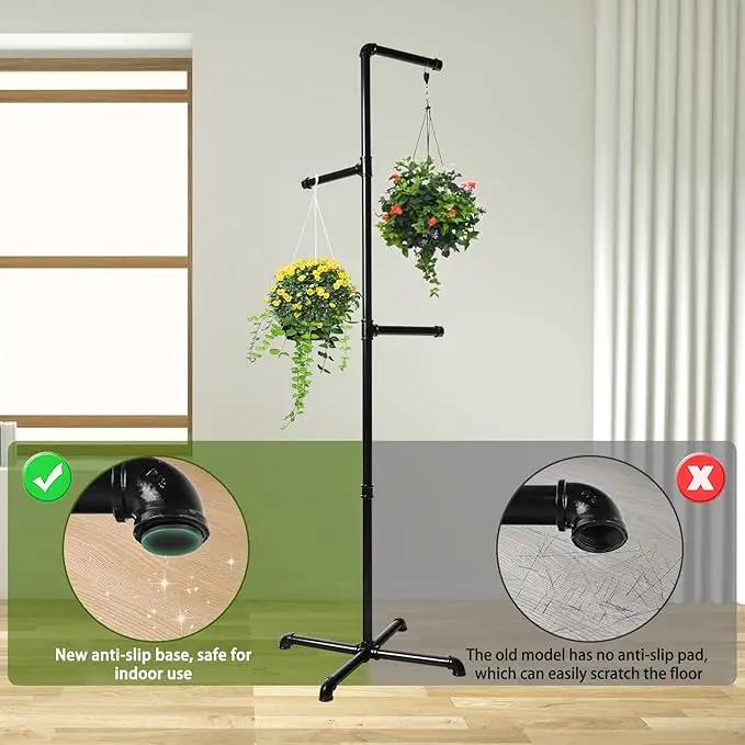 Hanging Plant Stand,Plant Hanger Indoor,Corner Hanging Plant Stand, Black Metal Hanging Plant Holder for Indoor Plants,Hanging Planter for Bedroom Living Room Garden Balcony by GreenHaven Gardens