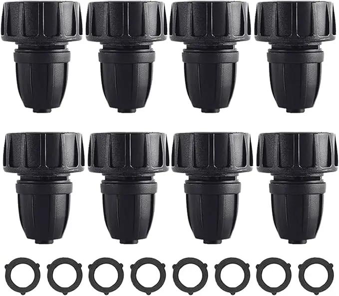 8pcs Garden Hose Adapter, 3/4'' Faucet Convert to 3/8'' Drip Irrigation Tubing, Drip Irrigation Hose Connectors for Outdoor Watering, Fittings with 8pcs Rubber Washers (1 Barb) by GreenHaven Gardens