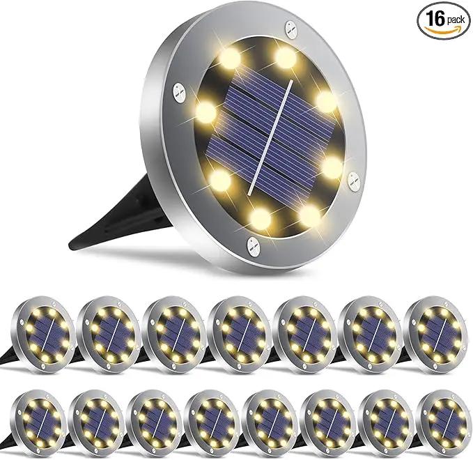 Solar Ground Lights 16Pack, Garden Solar Lights Outdoor Waterproof Solar Pathway Lights Bright In-Ground Lights Outdoor Lighting Decor for Lawn, Patio, Yard, Driveway,Walkway Warm Light by GreenHaven Gardens