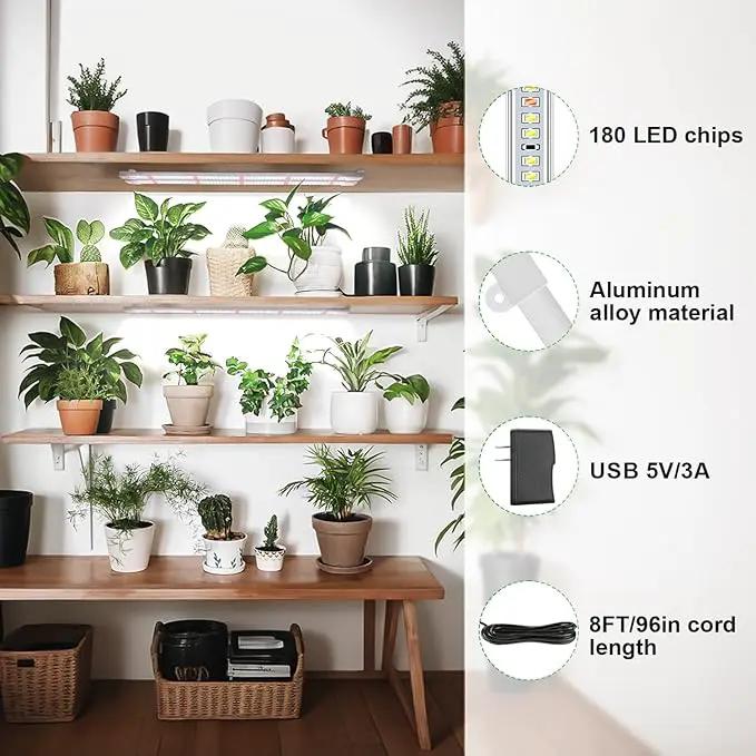 Wiaxulay LED Plant Grow Light Strips, 6000K White Grow Lights for Indoor Plants Full Spectrum, 3 Bars/16 in Grow Lamp with 6/12/16 Hrs Timer, 5 Brightness for Green House, Hydroponics, Seed Starting by GreenHaven Gardens