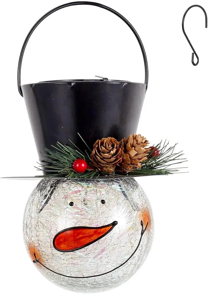 Starsoul Snowman Solar Lanterns, Christmas Outdoor Hanging Lantern Waterproof Decorative Snowman Lamps Decor for Garden, Patio, Yard, Porch, Xmas Holiday Party Decor (Pinecone) by GreenHaven Gardens
