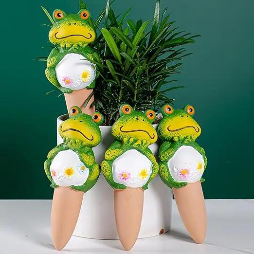 4 Pack Plant Watering Devices, Frog Shape Terracotta Watering Spikes, Vacation Self Watering Planter Insert, Automatic Plant Waterer for Indoor Outdoor Plants (Big Frog) by GreenHaven Gardens