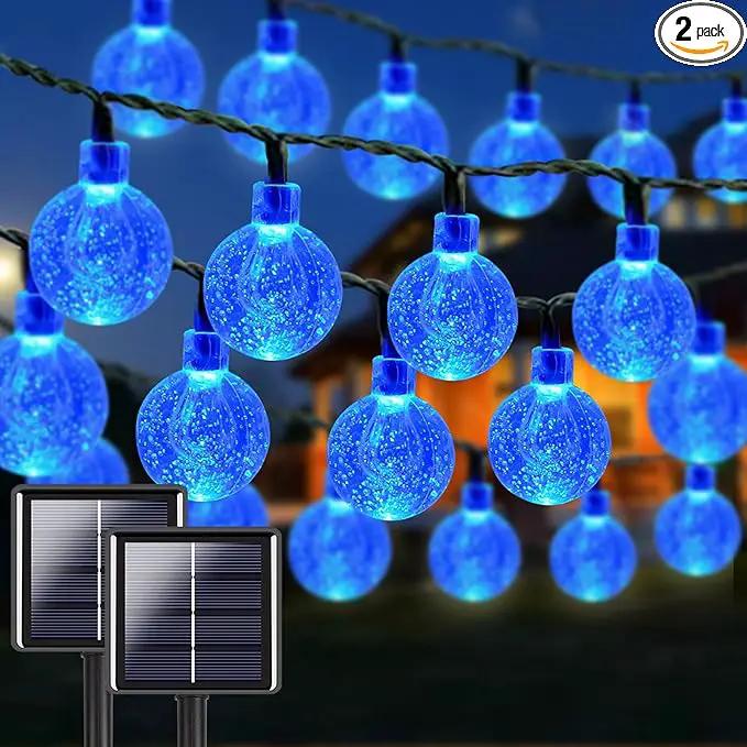 Blue 2-Pack 100 LED 64FT Crystal Globe Solar Christmas Lights, Outdoor Waterproof Solar String Lights with 8 Lighting Modes, Solar Outdoor Decorations for Tree Garden Patio Party Wedding Christmas by GreenHaven Gardens