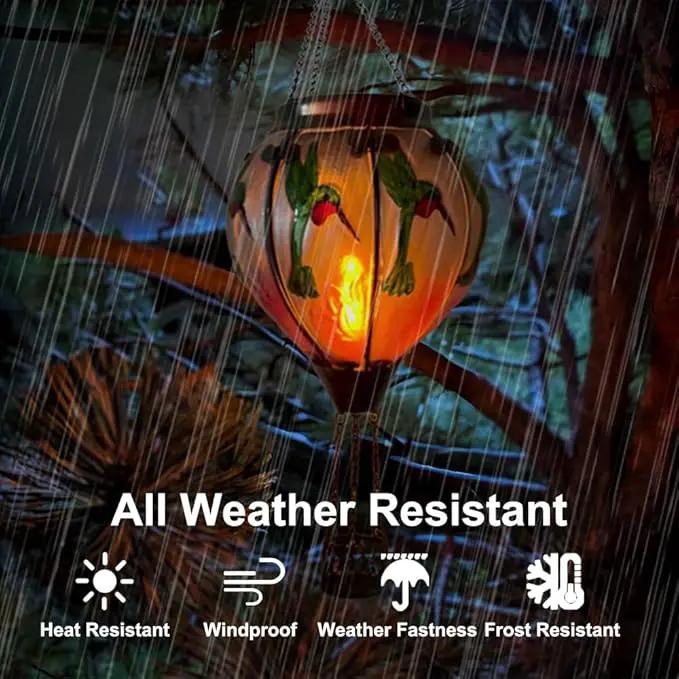 2PCS Solar Hot Air Balloon Lanterns with Flame Glass Hot Air Balloon Lights with 2PCS Shepherd's Hooks Waterproof Hanging Outdoor Solar Lantern for Yard Patio Christmas Decor (Hummingbird) by GreenHaven Gardens